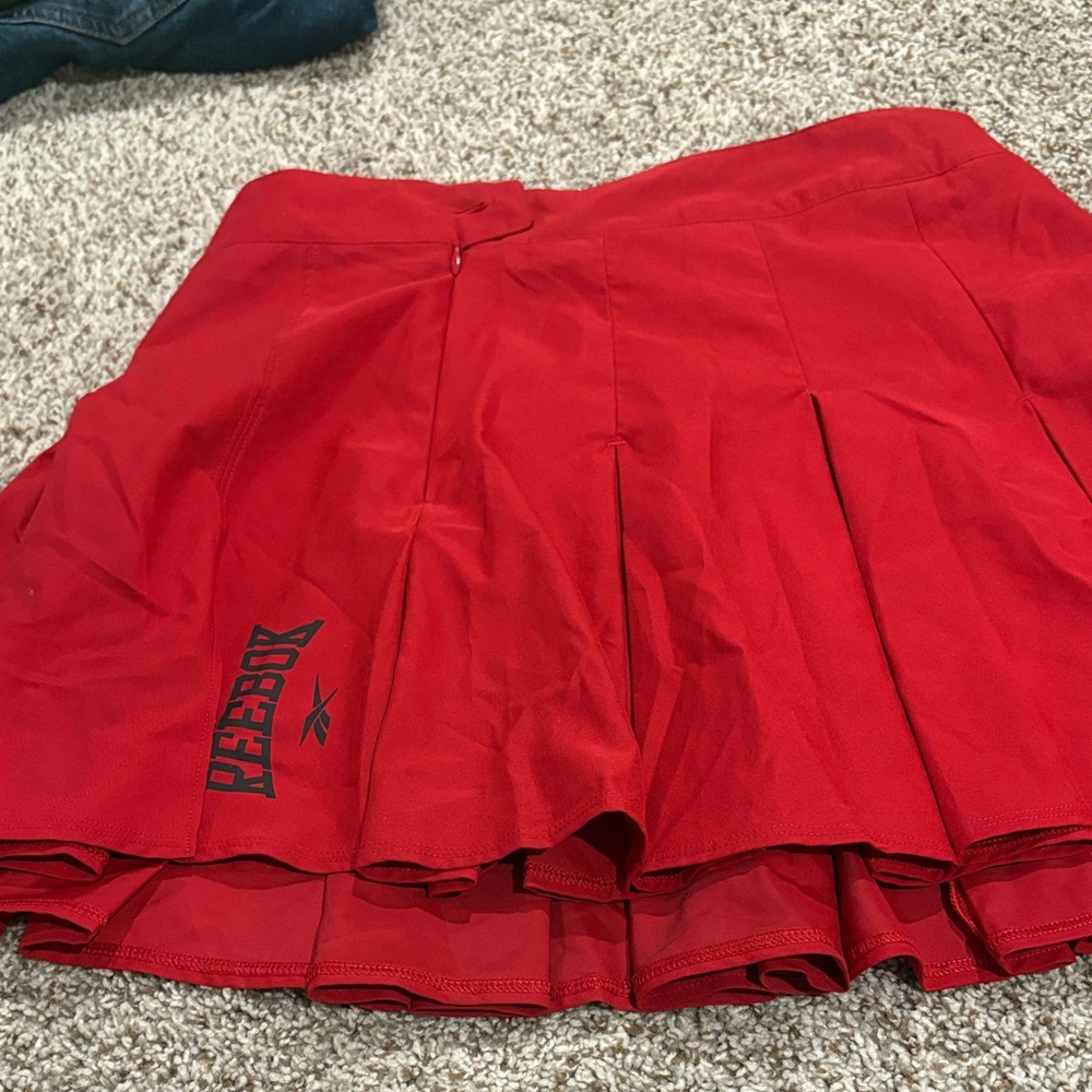 Reebok Red Pleated Tennis Skirt with Logo